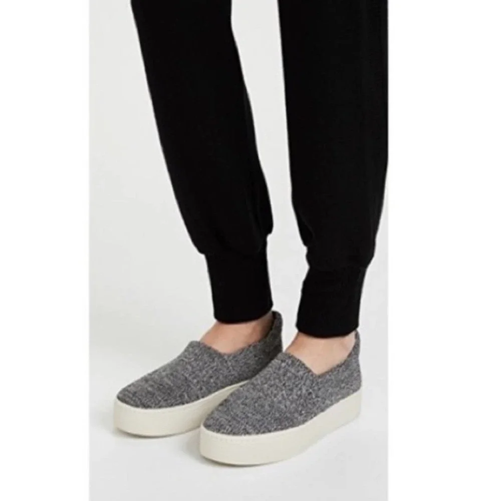 Vince Gray Knit Platform Slip-On Sneakers with White Sole